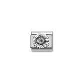 Nomination COMPOSABLE CLASSIC RELIEF Element aus Edelstahl, mit 925er Silber verziert (22_(Sonnenblume))